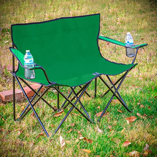 Trademark Innovations Loveseat Style Double Camp Chair, 40" L X 22" W X 31.5" H, Dark Green #TOP6
