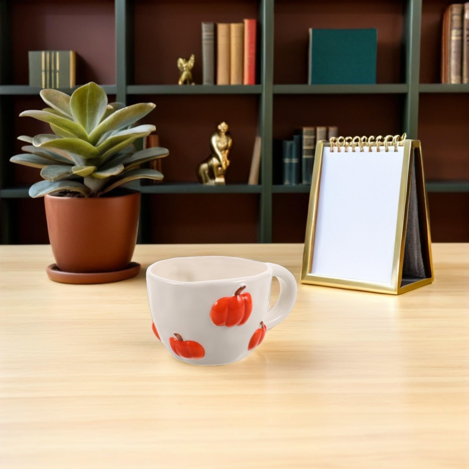 Abaodam 2 Piezas Taza de Cerámica Forma de Calabaza para Halloween, Diseño Único y Cómodo Agarre, Adecuado para Café y Uso Diario en Temporada Otoñal