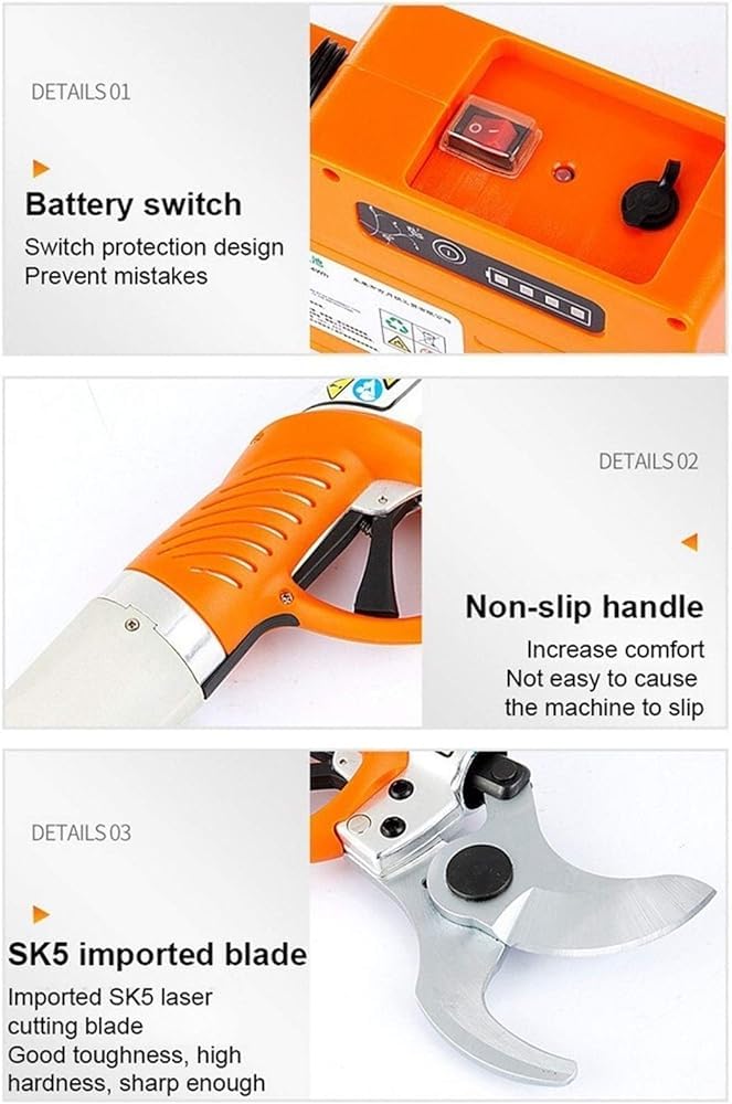 Forbici da potatura elettriche Professionali, Inserti Senza Fili per Giardinaggio, con Doppia Batteria e Lame di Ricambio Extra, attrezzo per potatura Alberi e Giardino.