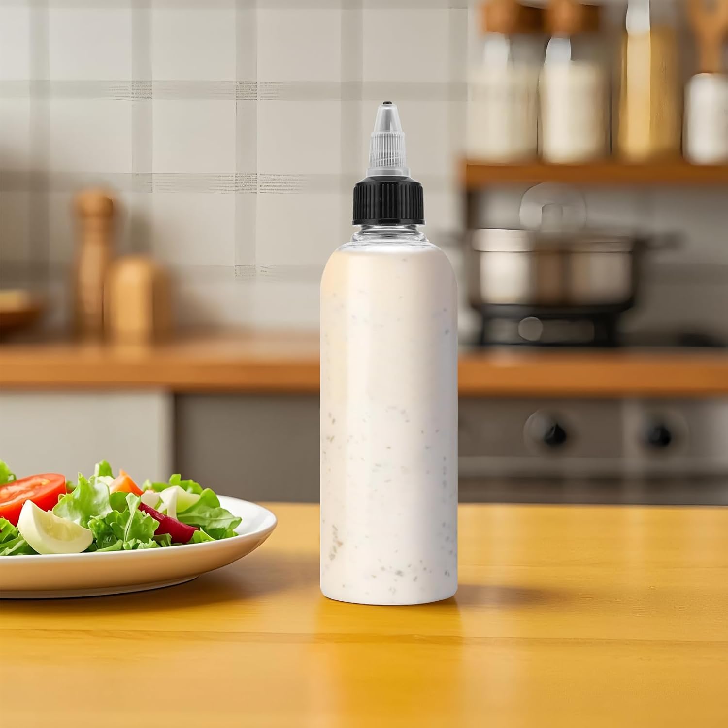 MOUYAT 64 PCS 4 oz 120ml Plastic Boston Squeeze Bottles, Paint Squeeze Bottles, Empty Dispensing Bottle With Twist Top Cap, Black White Plastic Squeeze Bottle for Oil, Paint - Image 6