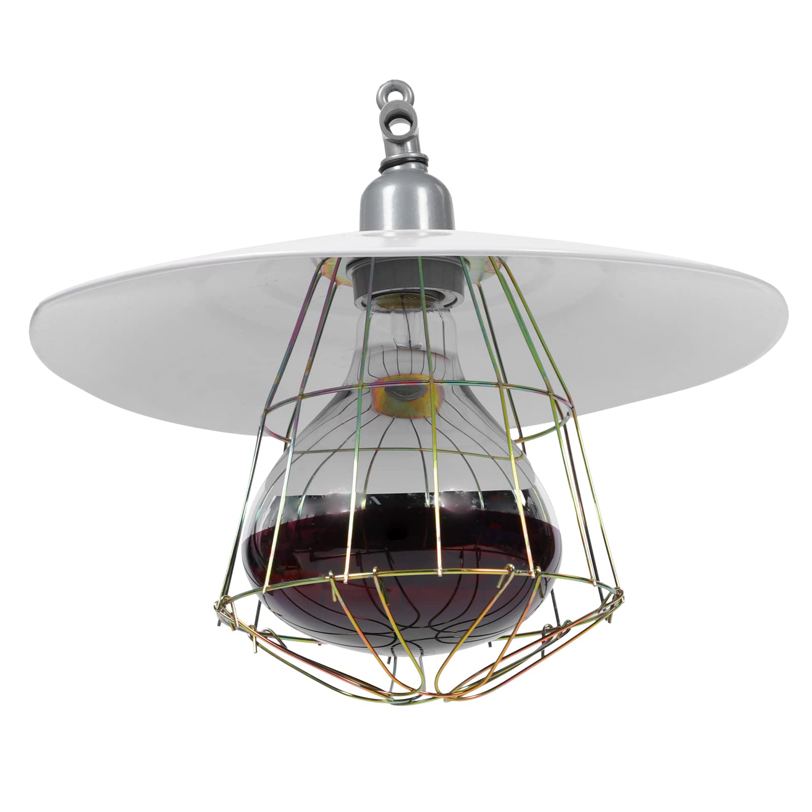 Lampada Riscaldante per Bestiame 250w Coprilampada in Metallo, Luce Calda per Rettili e Piccoli Animali, Accessorio Sicuro per Gabbie da Allevamento Colore Casuale