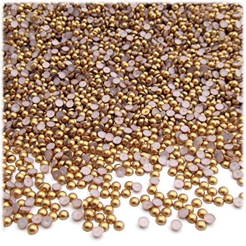 2,500pc Pearl Finish Half Dome Beads, Round, 2mm, Golden Caramel Brown