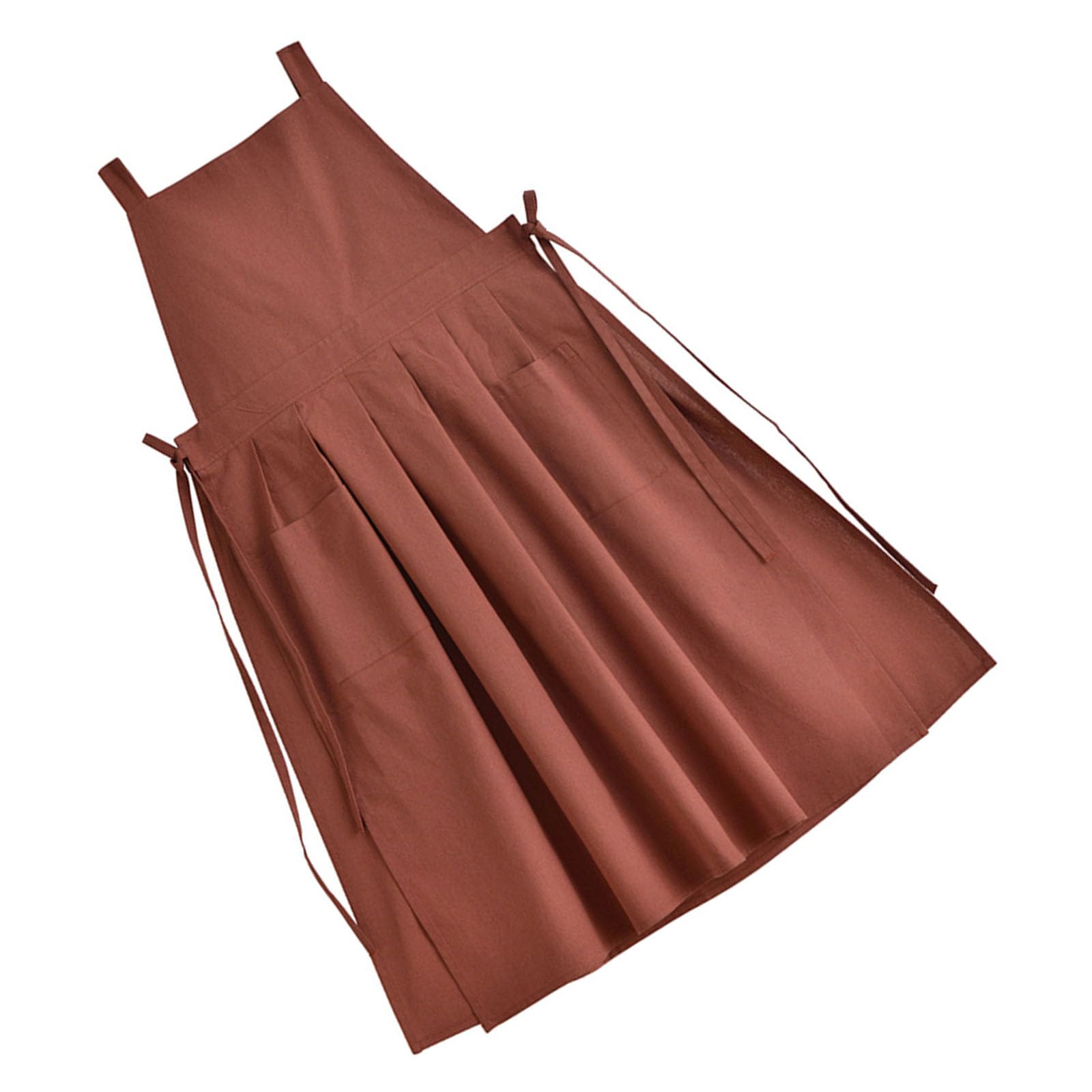 yanwuwa Pinafore Apron Dress for Women with Pockets Cotton Linen Apron Chefs Aprons for Kitchen Cooking Baking Gardening Lovely Dress