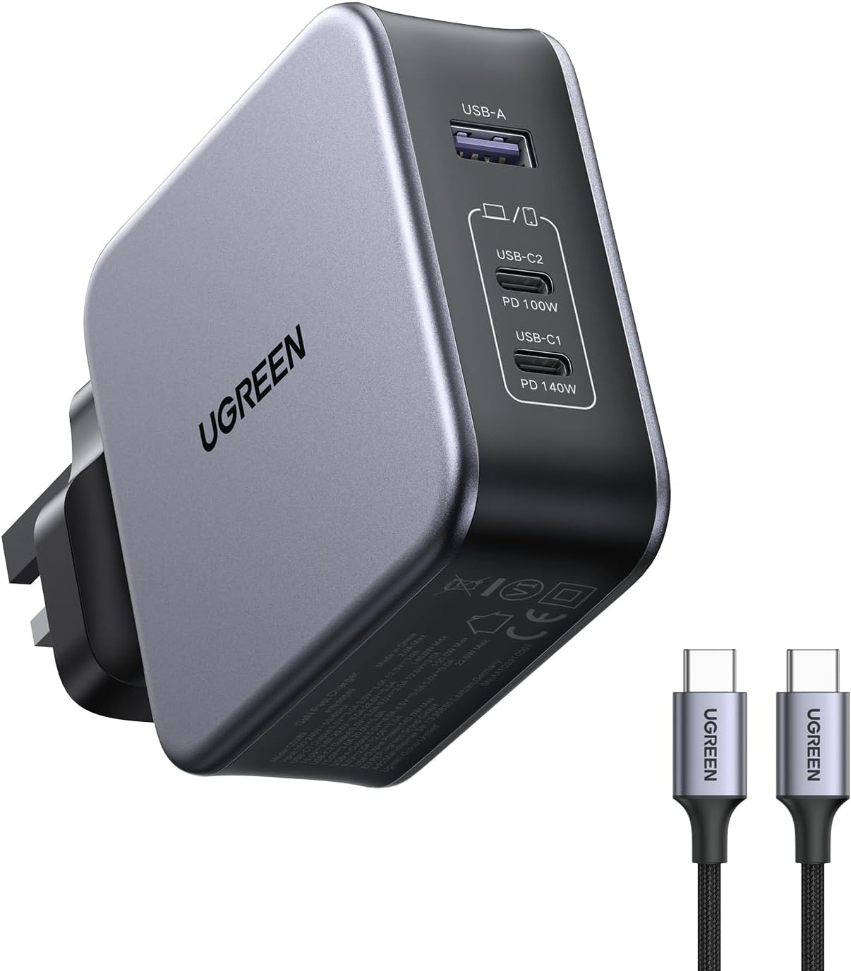 UGREEN Nexode 140W USB C Charger Set 3-Port GaN Laptop Charger Type C ...
