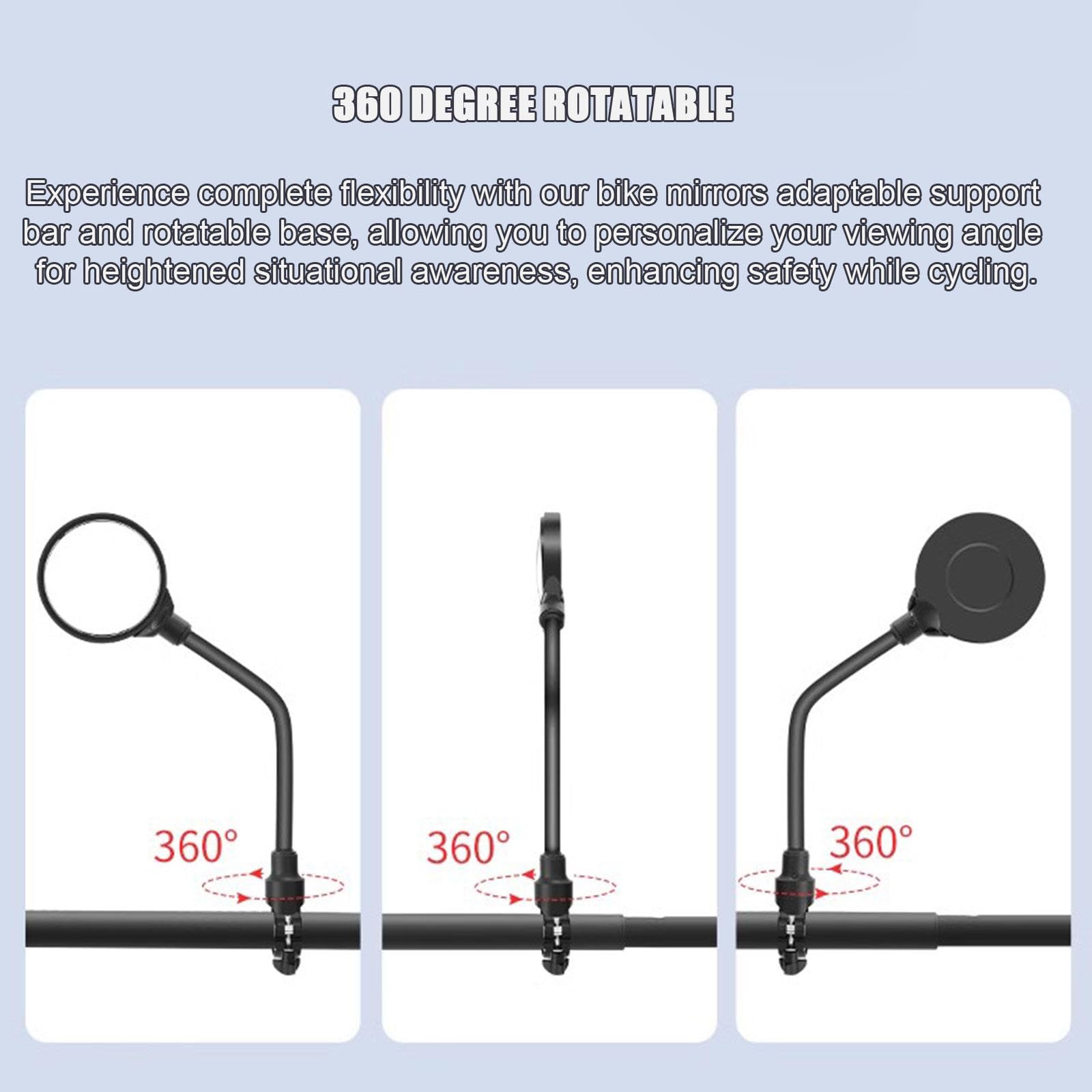 Miroir de Vélo Rétroviseurs de Vélo à Lentille Convexe Réglable, Universel pour Gauche et Droite, Guidon de 0,87 "-1,26" pour Vélo de Route et de Montagne pour Vélo électrique,2PCS