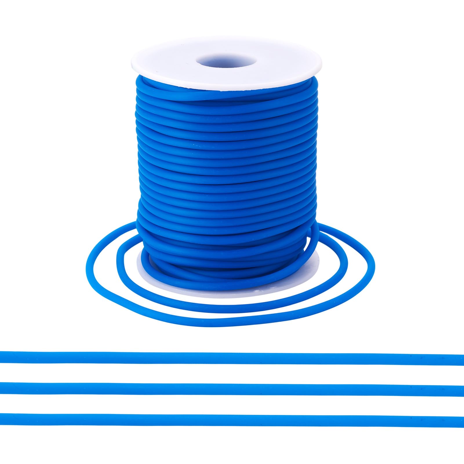 Craftdady 25m Hollow Pipe Tubing PVC Rubber Cord Rubber Tube Cord Wrapped Around For Memory Wire Necklace Bracelet Knitting, Dodger Blue