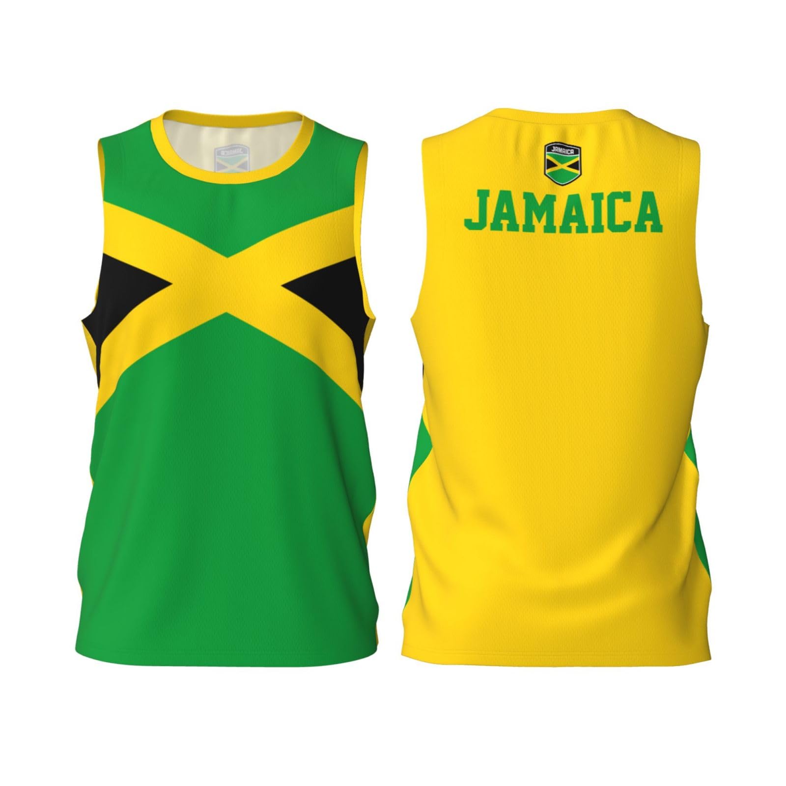 DABOYOZHZH Jamaica Flag Jamaicans Basketball Jersey Sports Jerseys for Men Running Fitness Training Sleeveless T Shirt