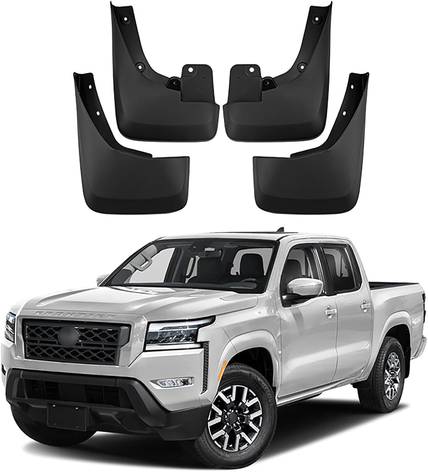 No-Drill Mudflaps for Nissan Frontier S SV 2023, Bolt-On Kit, Road Legal
