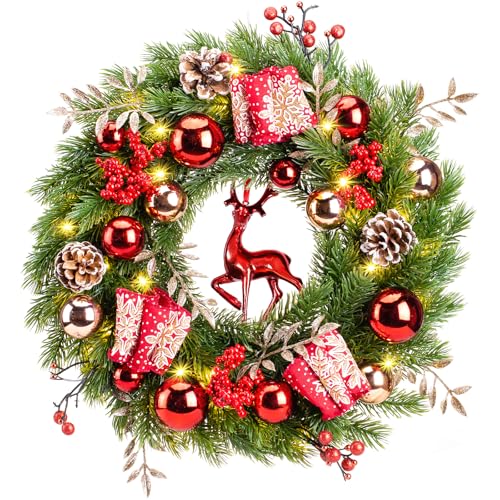 Avoalre Ø 40cm Türkranz Weihnachten beleuchtet mit Batterie, 8 Modi...