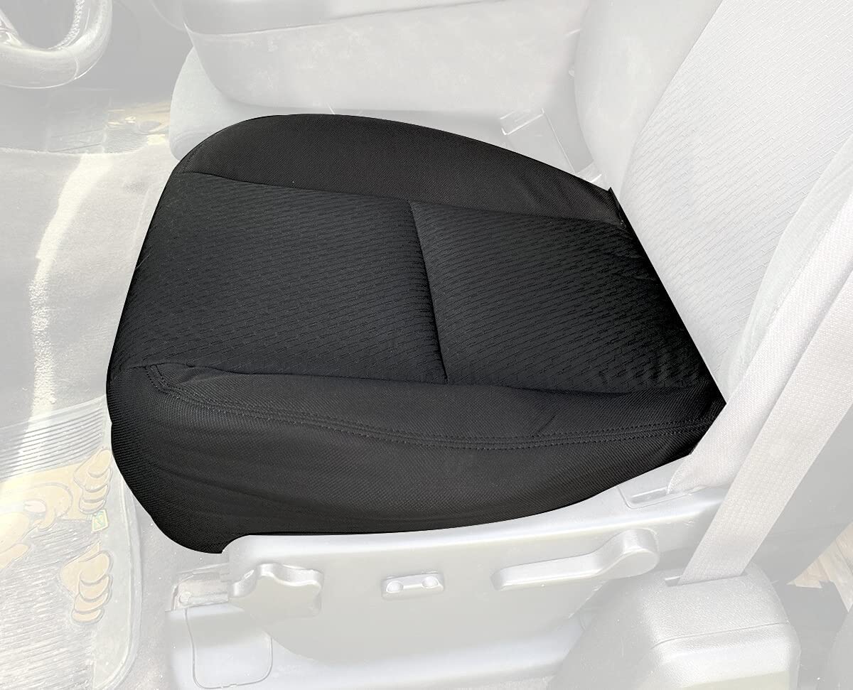HECASA Bottom Seat Cover Driver Side Compatible with 2007-2014 Chevy Silverado 1500 2500HD 3500HD Front Black Driver Cloth Seat Cover Only