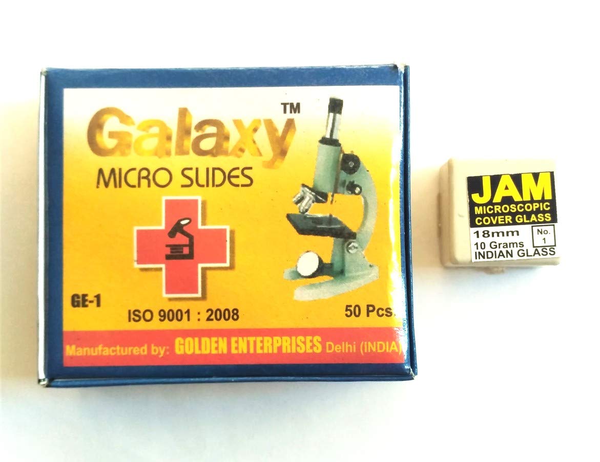 Galaxy Combo Pack Microscope Glass Slides (Pack of 50 slides) 75 X 25 X 2mm With Cover slips 18x18mm (B0856S3BTM) Amazon Price History, Amazon Price Tracker