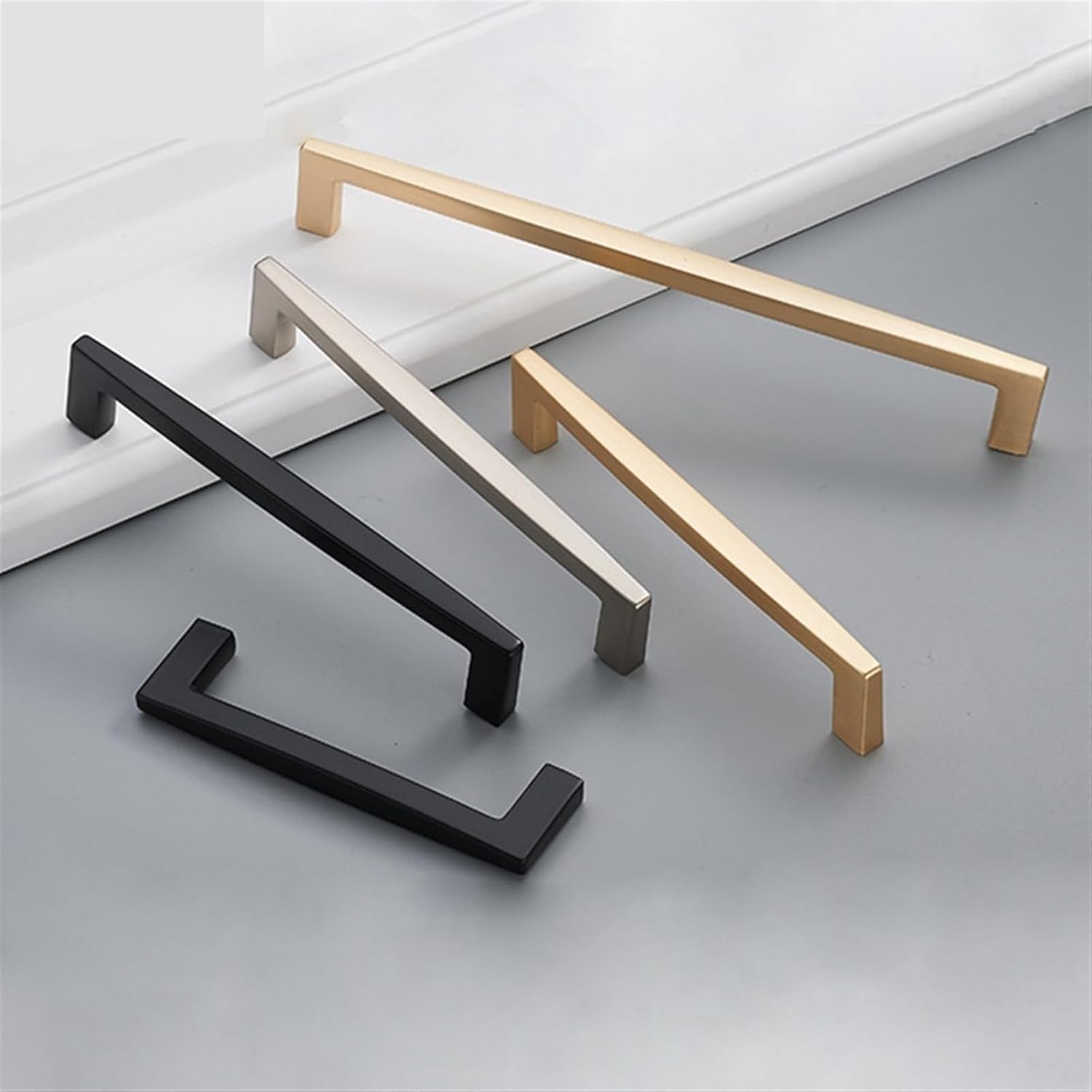 Matte Gold Cabinet Handles Solid Brass Kitchen Cupboard Pulls Drawer Knobs Furniture Handle Hardware 1Pcs (Color : 105-192mm Gray)