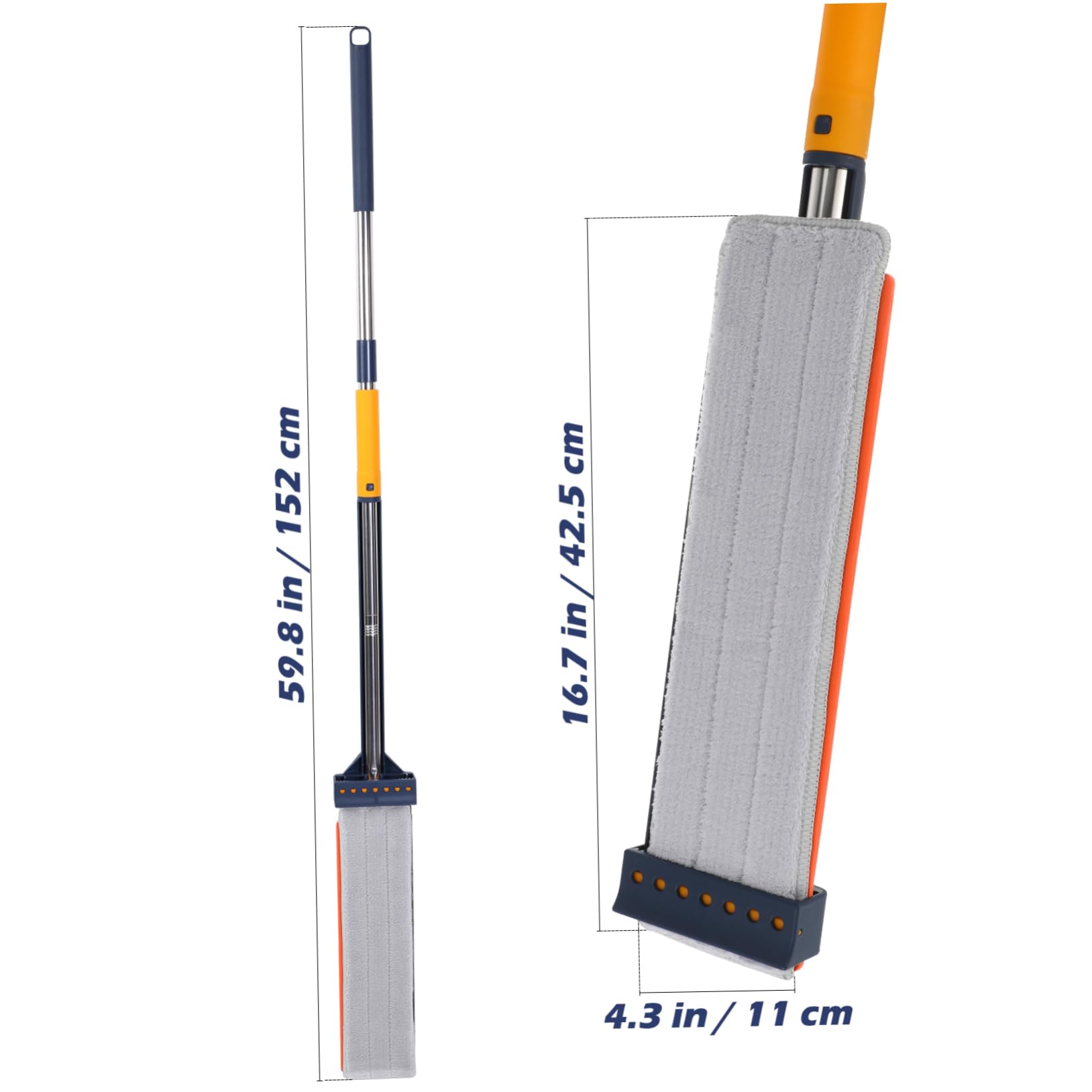 Trapeador Plano sin Lavado Rotación 360 Grados y Mango Cómodo, Recambio de Mopa de Microfibra para Limpieza de Suelos y Parquet