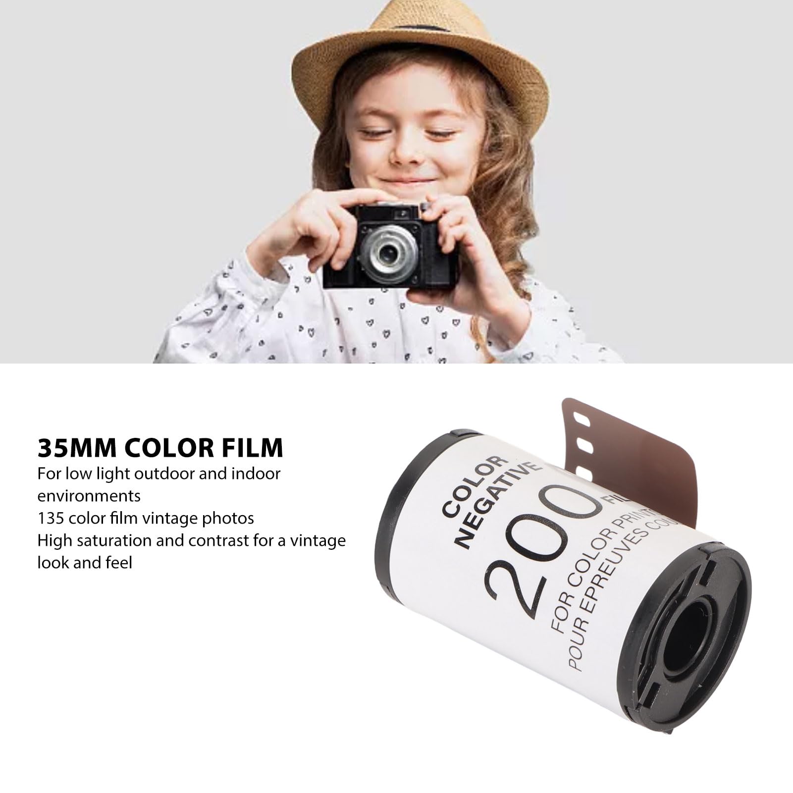 XHTLLO High Sensitivity 35mm Color Print Film, 8 Exposures for 135 Camera, High Resolution Color Negative Film