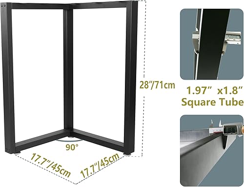 Miniatura 6 de Patas de metal para mesa, patas cuadradas de tubo para mesa, patas de escritorio resistentes, patas de mesa de comedor, patas de muebles