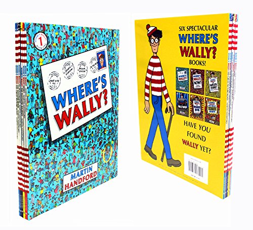Where's Wally book set collection 6 large picture books (Where's Wally? Where's Wally in Hollywood / Where's Wally Now? The Great Picture Hunt / The Fantastic Journey / The Wonder Books)