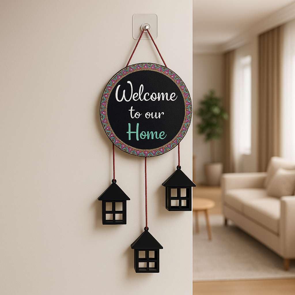 DECORIQUE Wooden Wall Hanging Welcome Sign – Decorative Quote Board for Home, Door, Entrance, Hall & Office - Rustic Wall Art & Housewarming Gift Item
