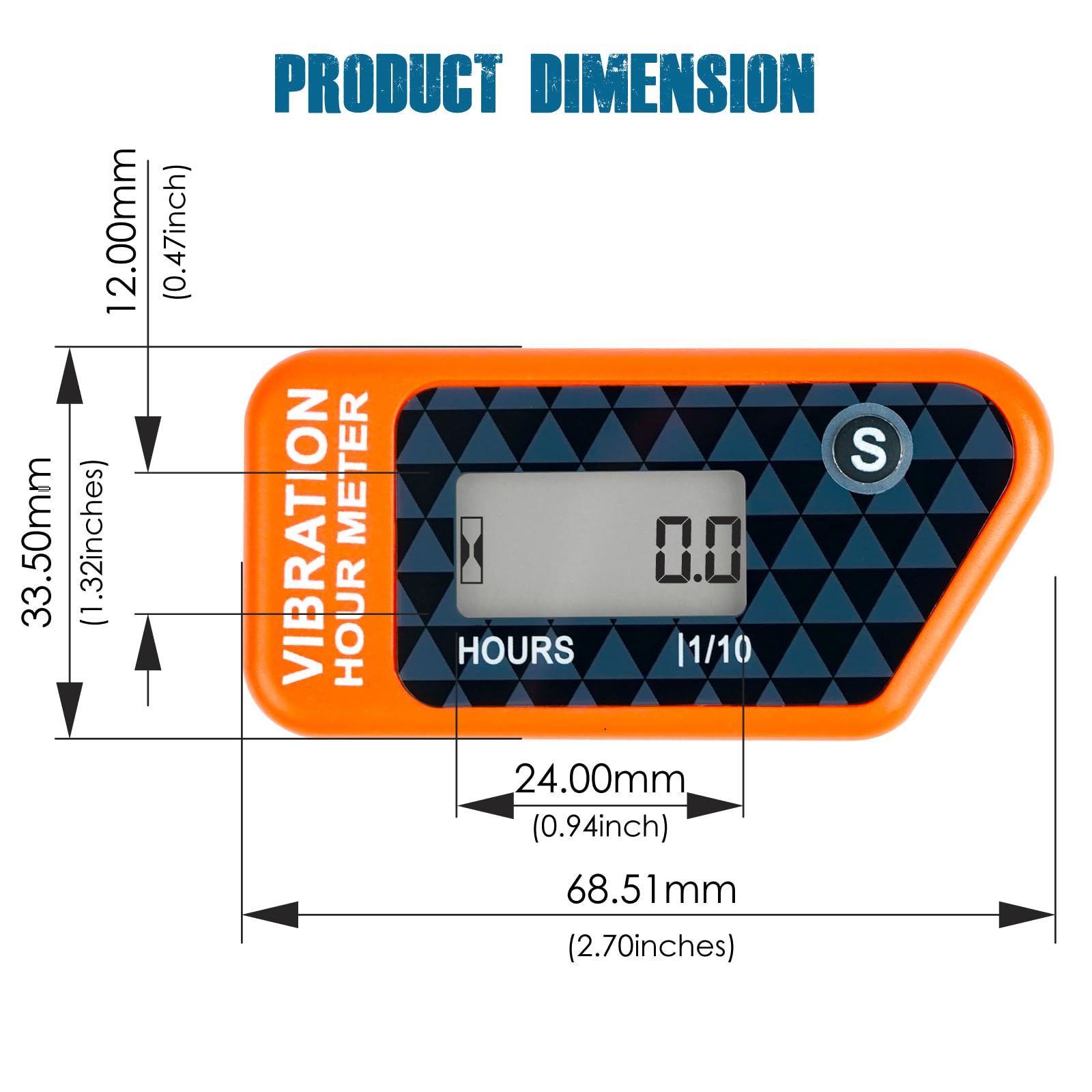 Runleader Compteur d'heures numérique sans fil avec propre alimentation, minuterie de travail réinitialisable activée par les vibrations, verrouillage de l'utilisateur pour le générateur Marine Lawn