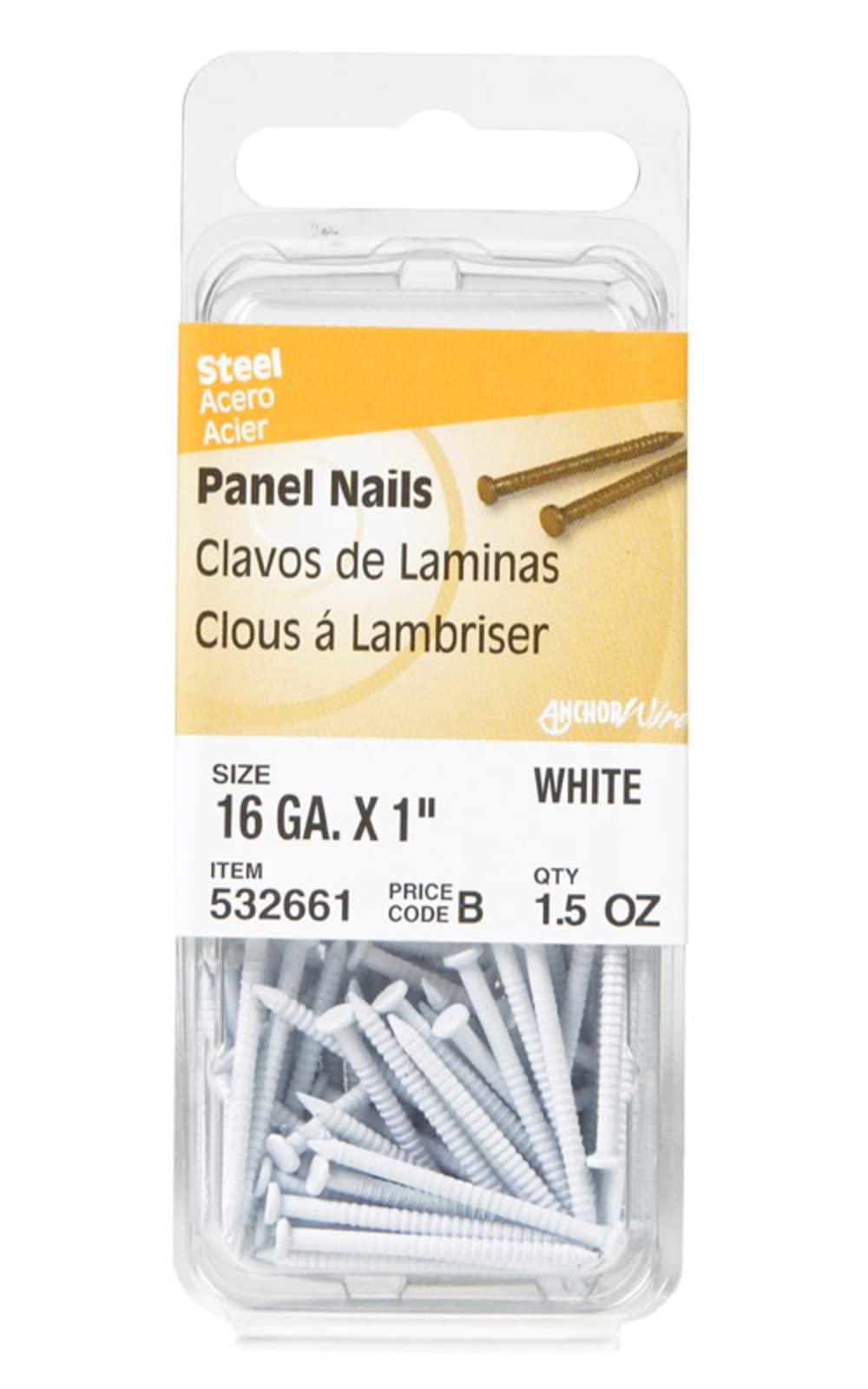 Hillman Panel Nails 1" White Card 1.5 Oz