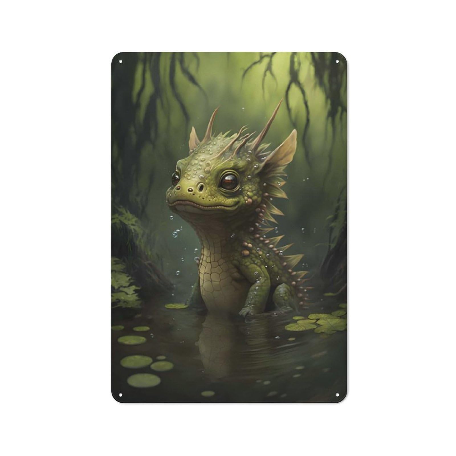 Junmoney Rise Of The Swamp Dragon For Garden Room Or Summerhouse, Rustic Tin Sign 30X20cm, Wall Decor For Garden Rooms And Summerhouses