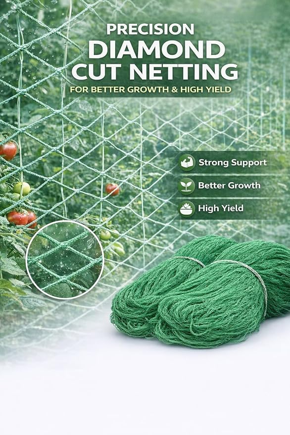 Image of 12 Ply Plant Netting 50 mm Mesh - Heavy Duty Garden Support Net, UV Resistant Trellis Net for Vegetables, Climbing Plants & Creepers (Green, 20X250FT)