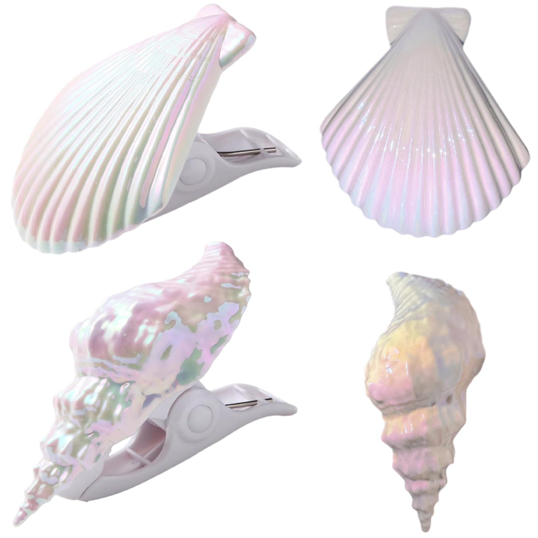 Latemeia White Towel Clips For Beach Chairs 4Pcs Sea Snail ＆ Beach Chair Towel Clips, Windproof Pool Decorative For Lounge Chairs Picnic Camping Chair