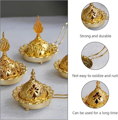 Miniatura 5 de Veemoon Soporte de incienso de porcelana para quemador de incienso árabe, quemador de incienso de metal, difusor árabe, Bakhoor, Oud, cono de