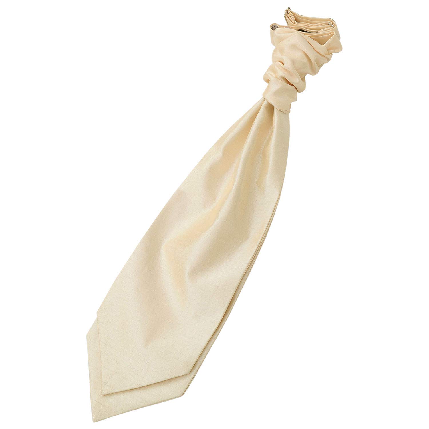 Dqt Men's Beige Plain Shantung Pre-Tied Scrunchie Cravat – Wedding Formal Ascot Tie