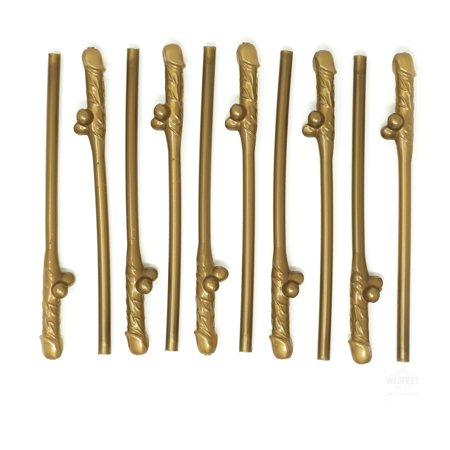 10 Pack of Hen Party Reusable Straws Gold
