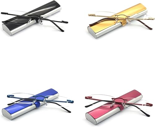 EYE ZOOM Paquete de 4 lentes de lectura de metal sin montura con bisagra de resorte para hombres y mujeres disponible en Yaxa Venezuela