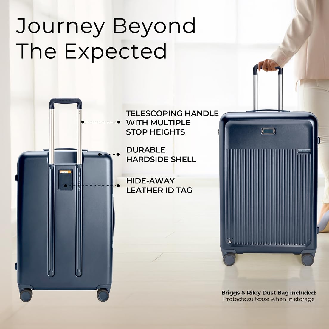 Briggs & Riley 30" Large Expandable Spinner - Checked Luggage for Travel, Suitcases with Wheels, Hardside Rolling Bag for Men & Women, Self-Repairing Zipper - Sympatico Collection, Navy - Image 5