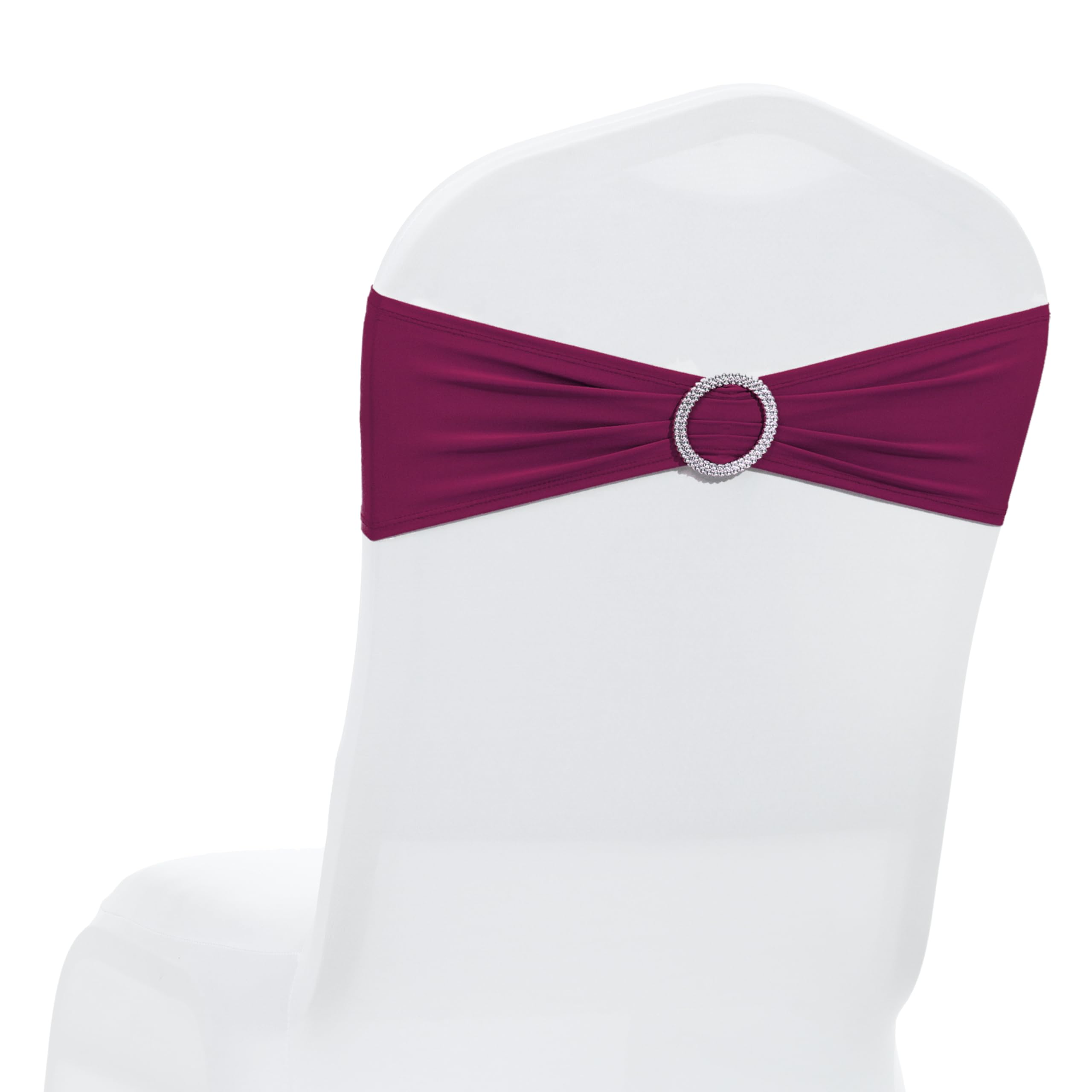 MDS Pack of 25 Spandex Chair Sashes Bow Premium Stretch Chair Cover Band with Buckle Slider Universal fits Elastic Stretch Chair Ties for Wedding