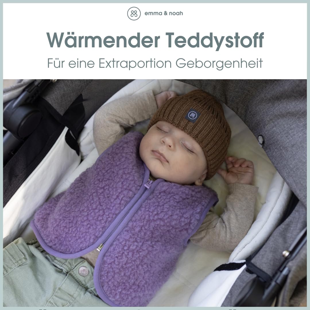 emma & noah Merino Teddy Weste für Kinder, weiche Wollweste aus 100% Merino Wolle, atmungsaktiv & wärmend, mitwachsend