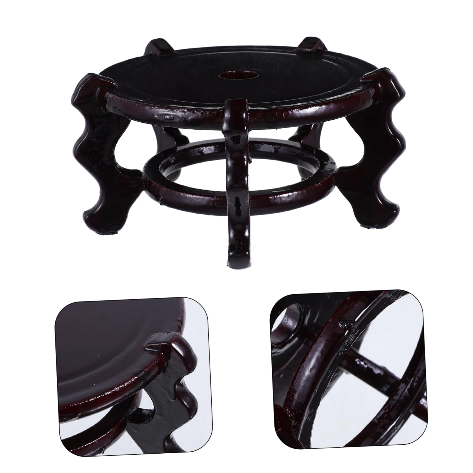 Soporte de Madera Redondo para Macetas 2piezas Diseño Creativo y Soporte Resistente Adecuado para Interior y Cualquier Rincón del Hogar