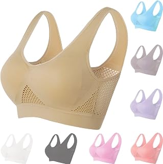 QIAOMI Bra - Plus Size Women's Breathable Cool Lift Up Air Bra,Sports Bra,No Underwire Breathable Cool Lifting Air Bra (Skin Color,4XL)