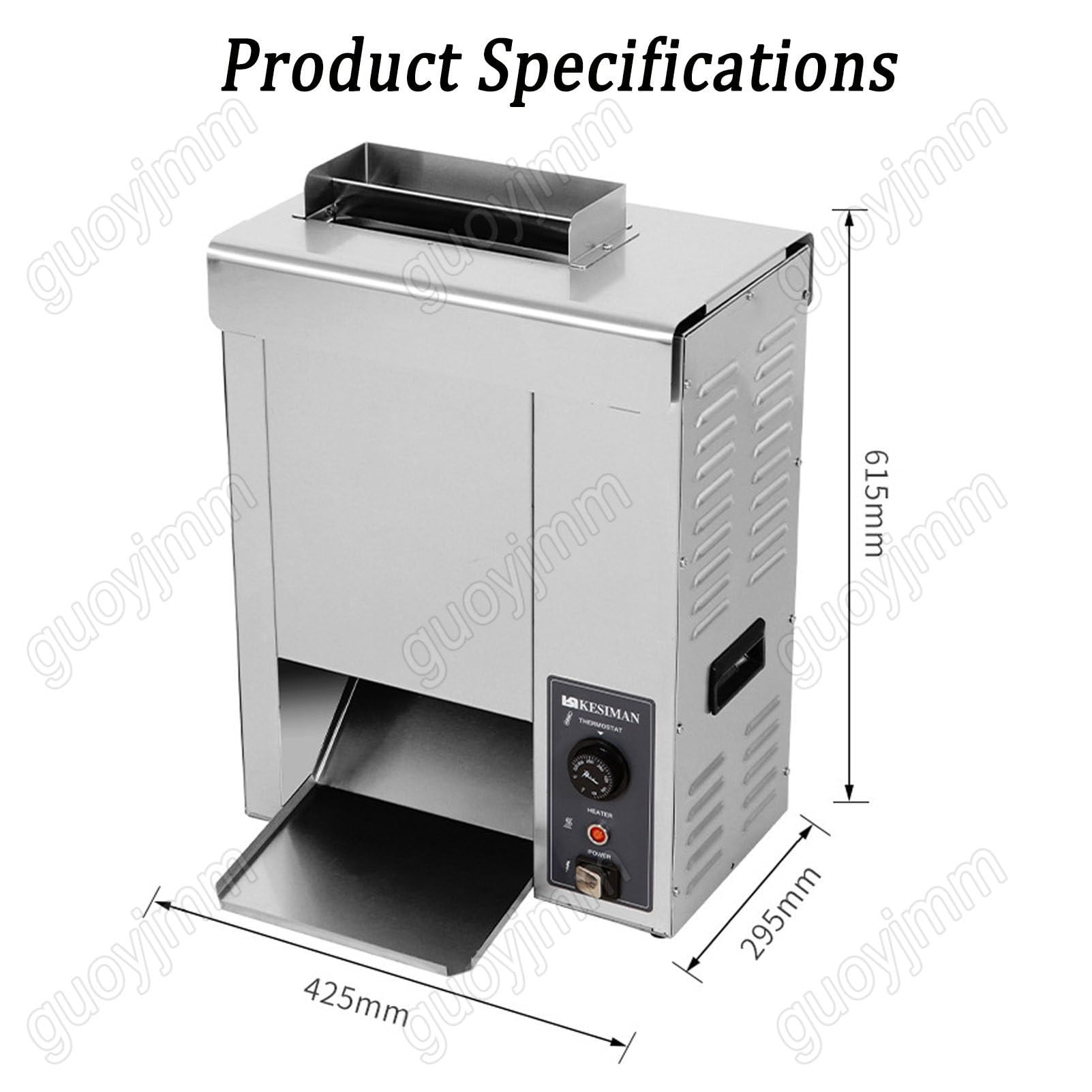Máquina Comercial para Hornear Pan de Hamburguesa de 2000 W, Máquina Eléctrica de Cadena para Hornear Pan Tostado/Bollos/Pan, Temperatura y Grosor Ajustables