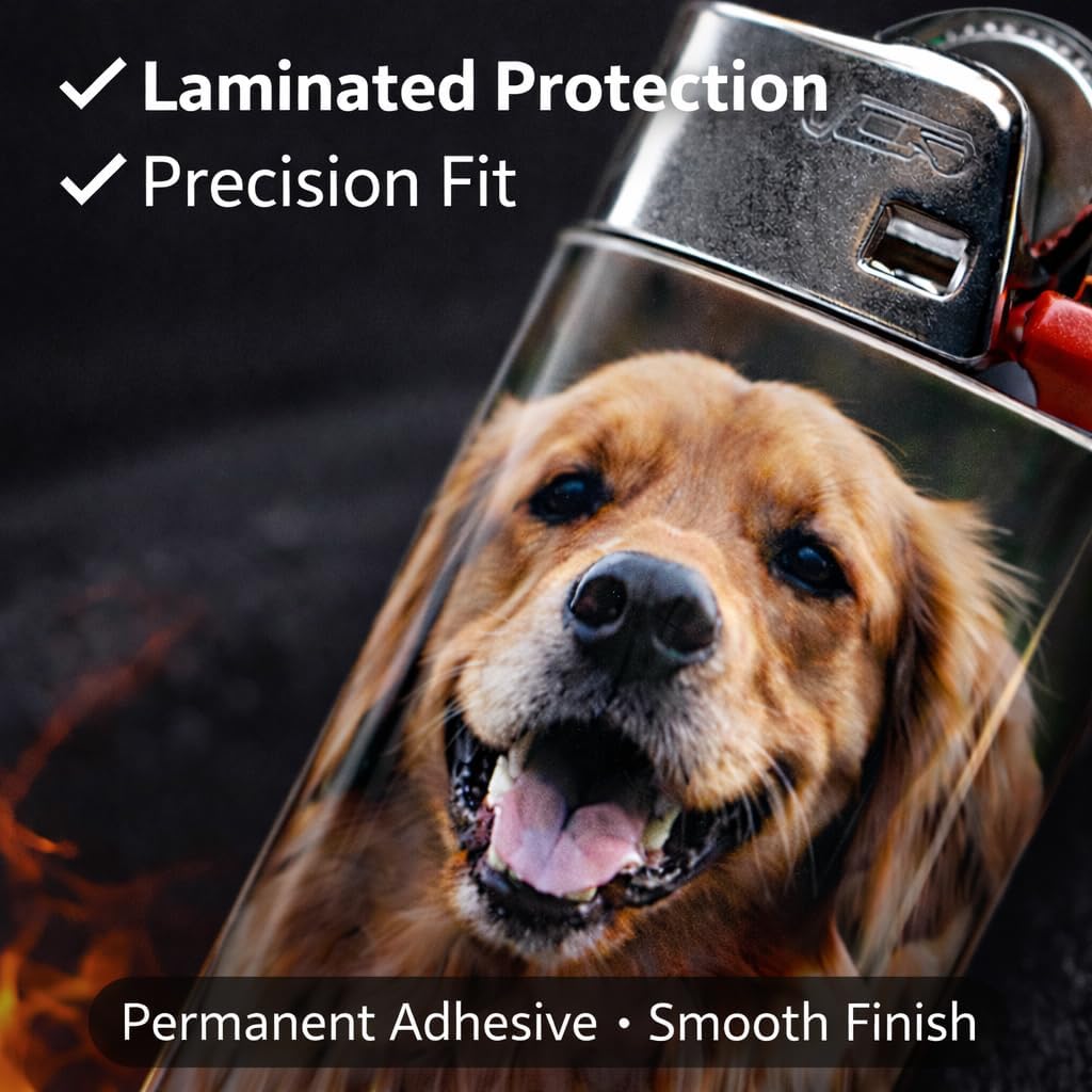 Custom Photo Sticker Wraps 3 Pack for Standard Size Disposable Lighters | Personalized 1 or 2-Sided Designs + Templates (Lighter Not Included)