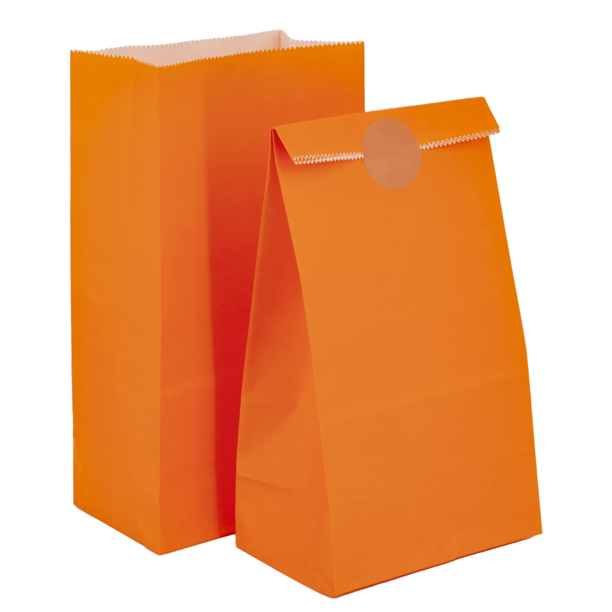 Time to Sparkle 20PCS Party Bag Kraft Paper with 24 Stickers Kids Party Gift Sweet Bags for Class Party Favors Girls Boys Birthday Wedding Christmas Halloween, 130X80X240mm, Orange