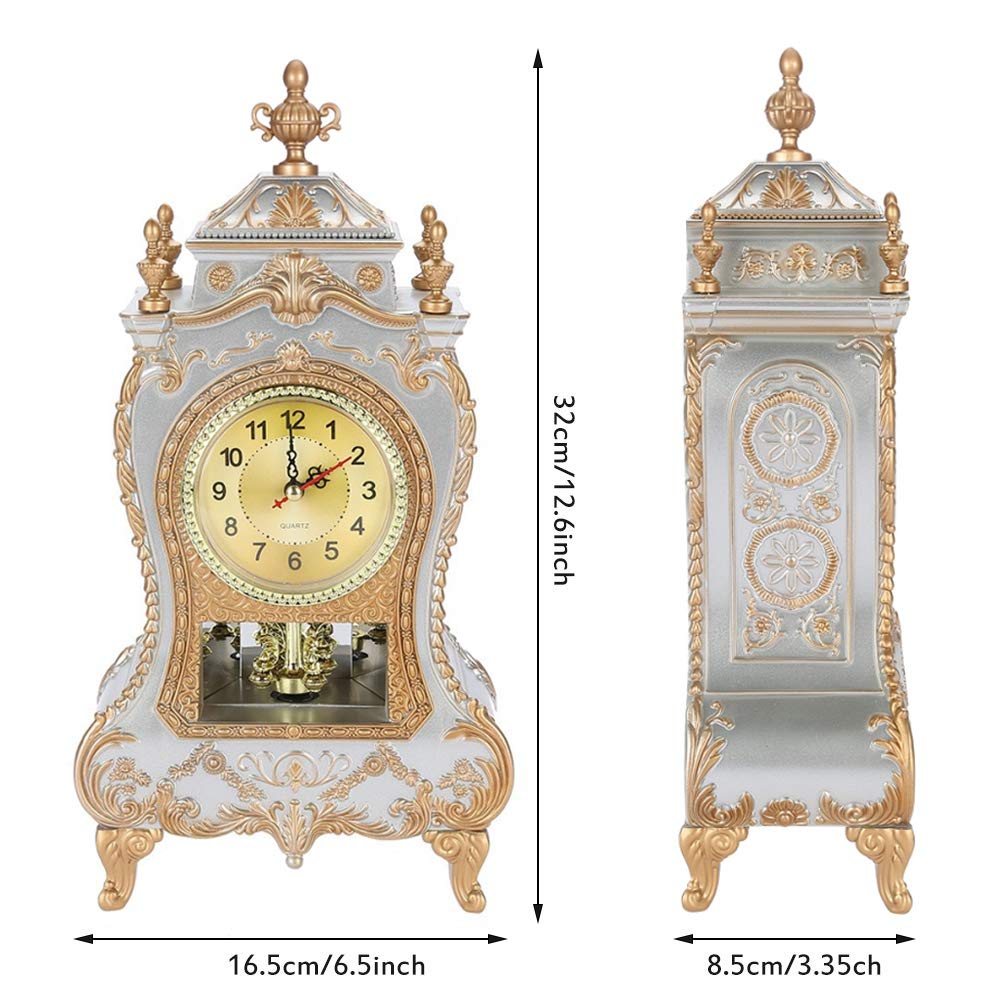 Orologio da tavolo vintage, sveglia in stile retrò Orologio da mensola antico con sedile in plastica(bianco)
