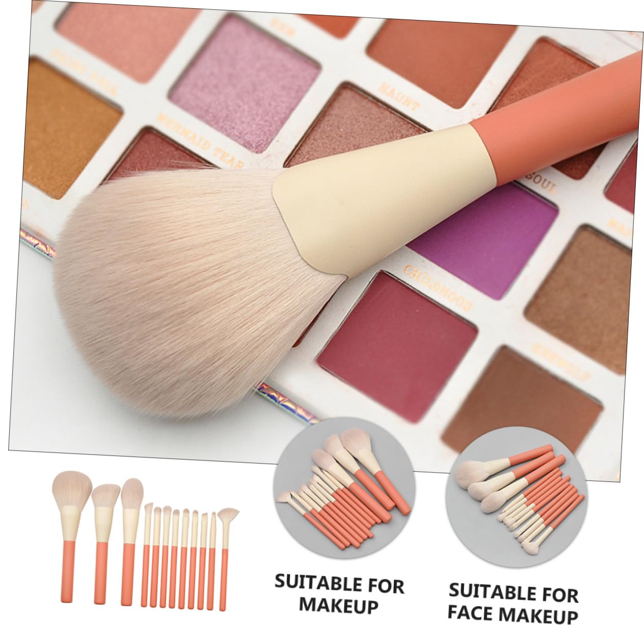 FRCOLOR 2sets Pennelli Per Trucco Con Manico Professionale Per Viso Ombretti Fard e Illuminante Accessorio Per Principianti e Makeup Artist
