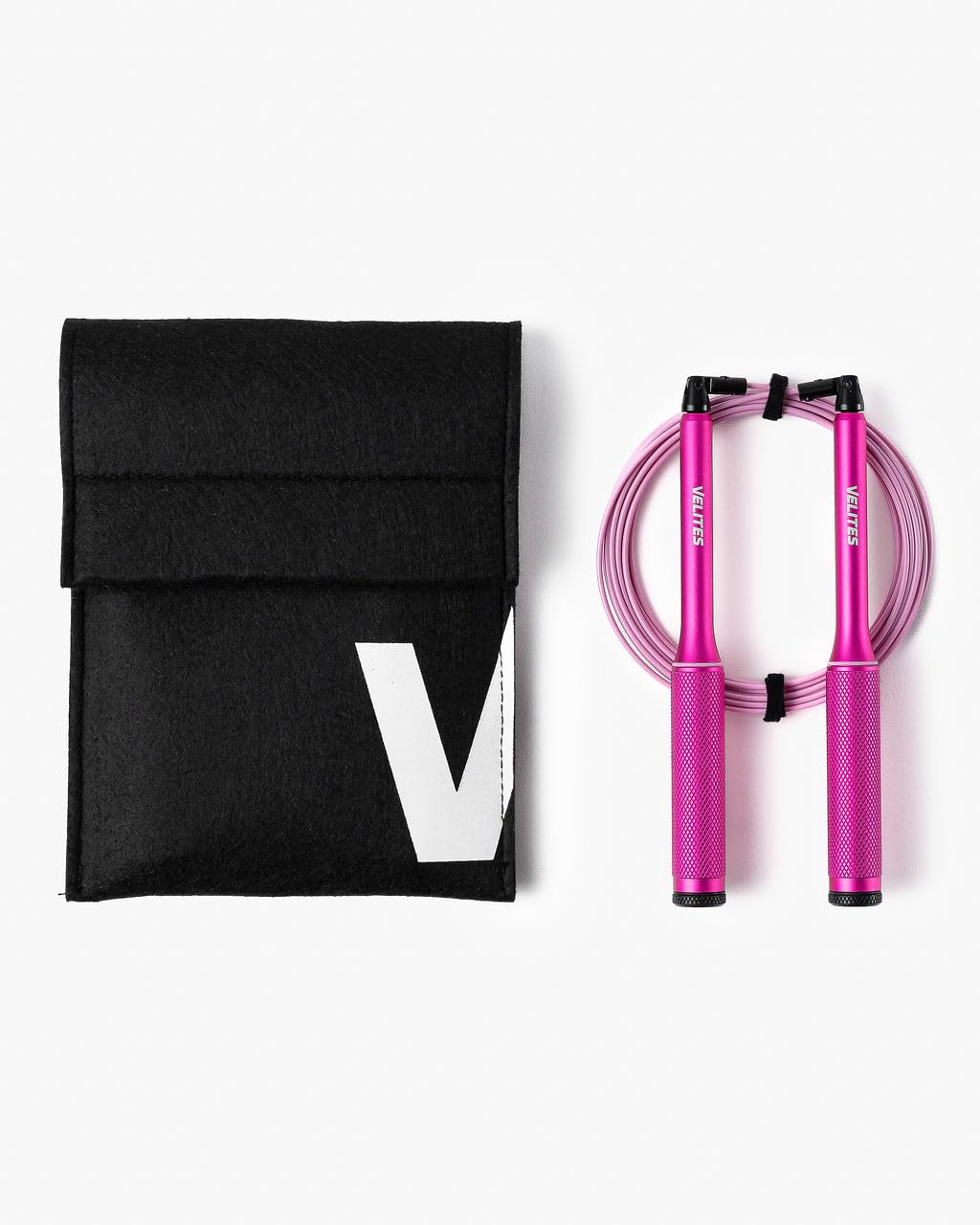 Velites Fire 2.0 Aluminium Ultralight Jump Rope | Pink | For Cross Training, HIIT, Boxing and Double Jump | Non-Slip Handle with Bearings | Includes Bag and App