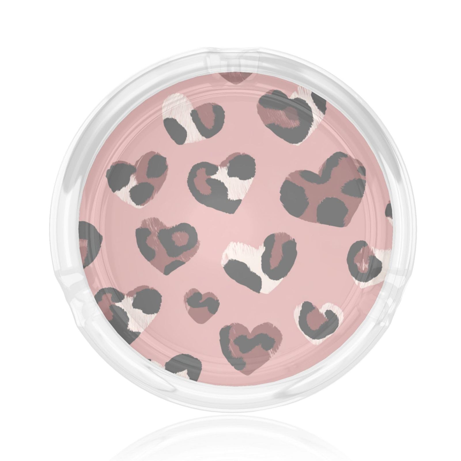 Dark Brown And White Heart Shaped Leopard Spots Glass Ashtray For Cigarettes Ash Trays Case For Home Office Decor
