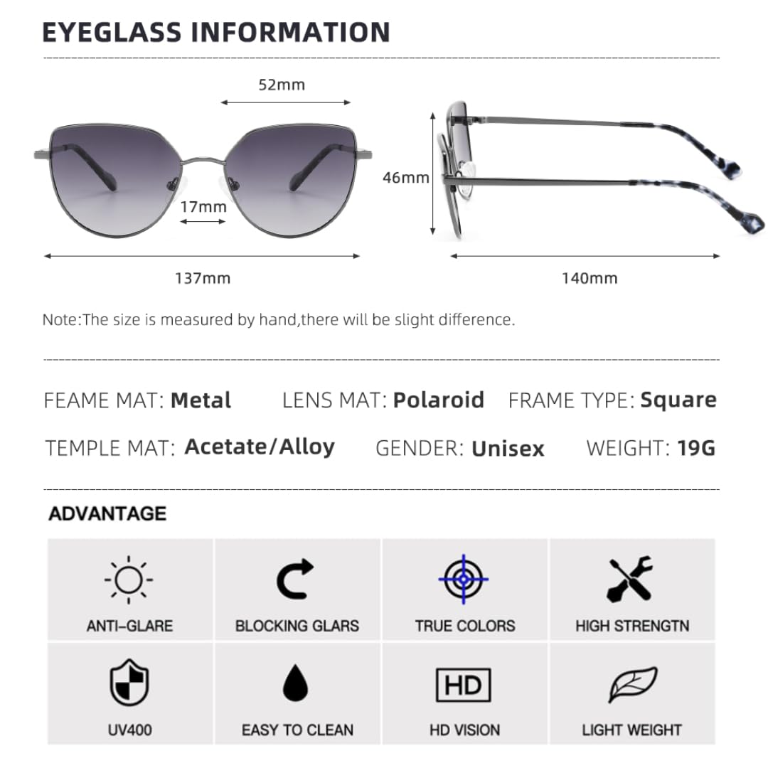 Gafas de sol polarizadas de metal para mujer, Uv400, para exteriores, para conducción