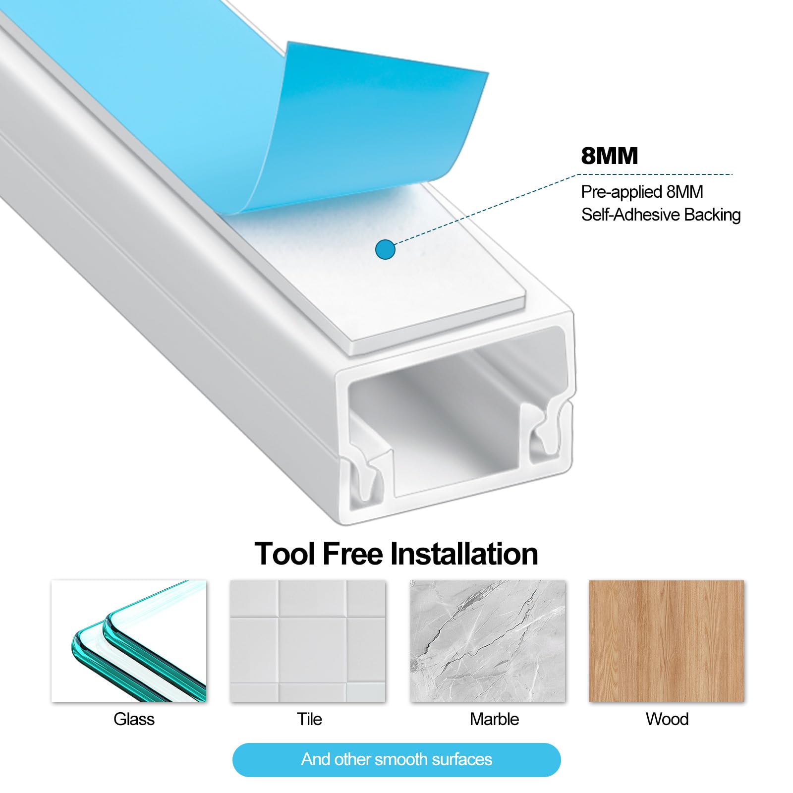 Romon Canalina Passacavi Muro, Kit di Canaline Passacavi da 4 m Bianca - Copri Cavi Verniciabili per TV - Canalina Passacavi Adesiva con Raccordi, Gomiti, Nastro per cavi, 0.4m*15mm*10mm, 10 Pezzi