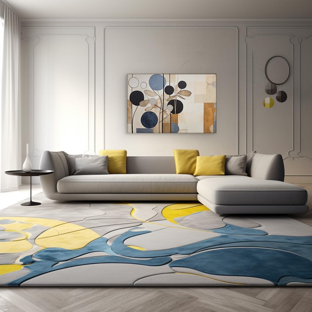 Canvas for Living room. Modern Elegance Meets Artistic Geometry in an Abstract Fusion of Blue, Black, Brown, and Beige, 27 x 18 inch Canvas Wall Art - Contemporary Masterpieces - Modern Home Decor