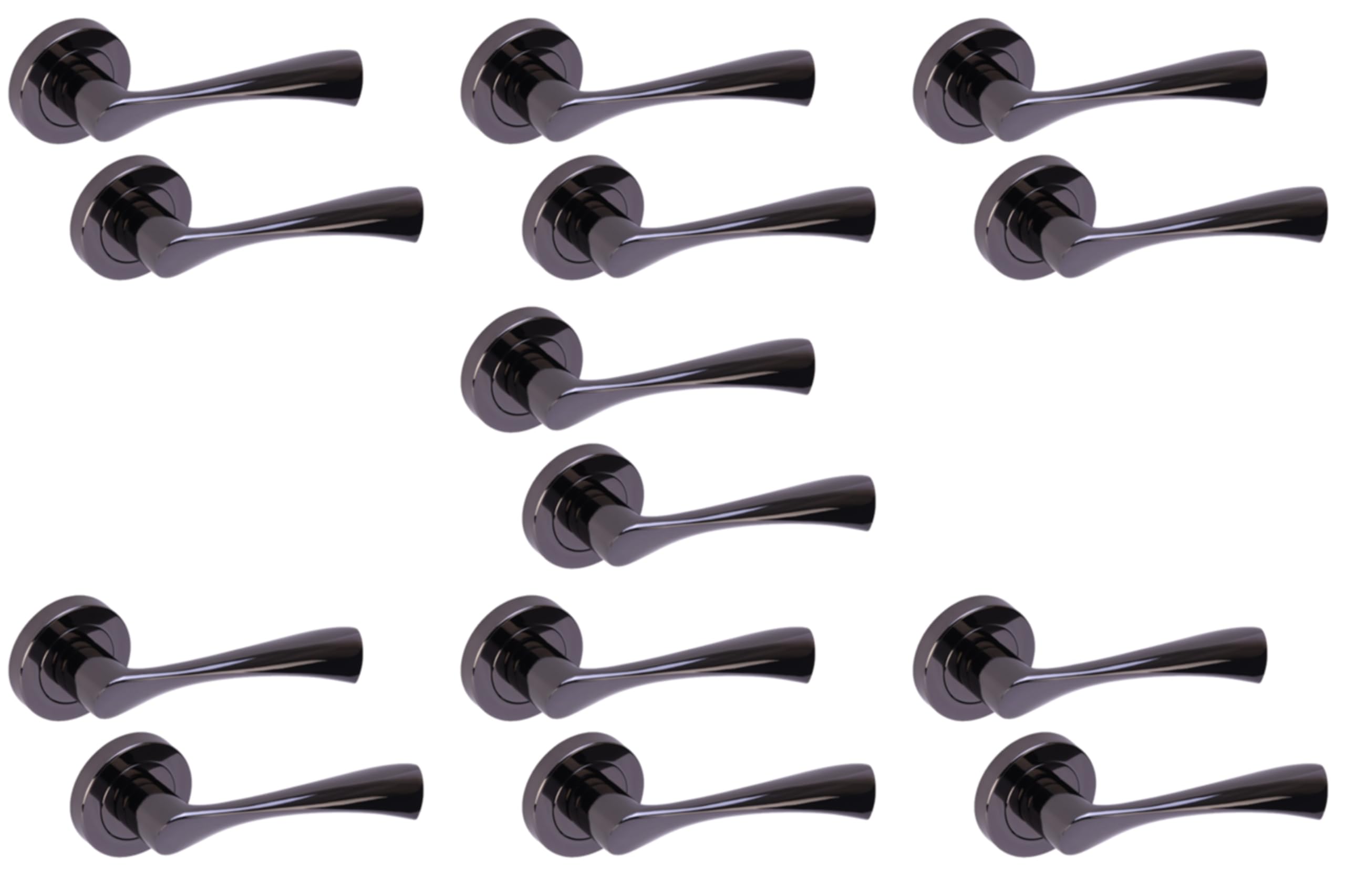 Hunta HANDLEZONE® 7 Sets Zena Lever On Round Rose Door Handles, Internal Passage Latch Handles - Black Nickel