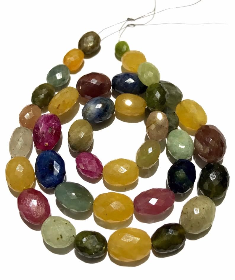 Perles saphir naturel 9-10mm haut de gamme pour création de bijoux uniques