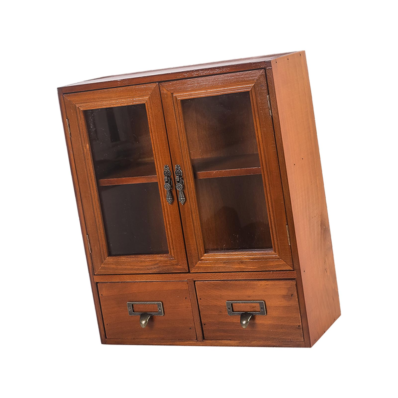 Tsophreniq Wooden Storage Cabinet for Desk and Countertop, Transparent Door Organizer for Cosmetics, Kitchen and Collectibles Counter Shelf