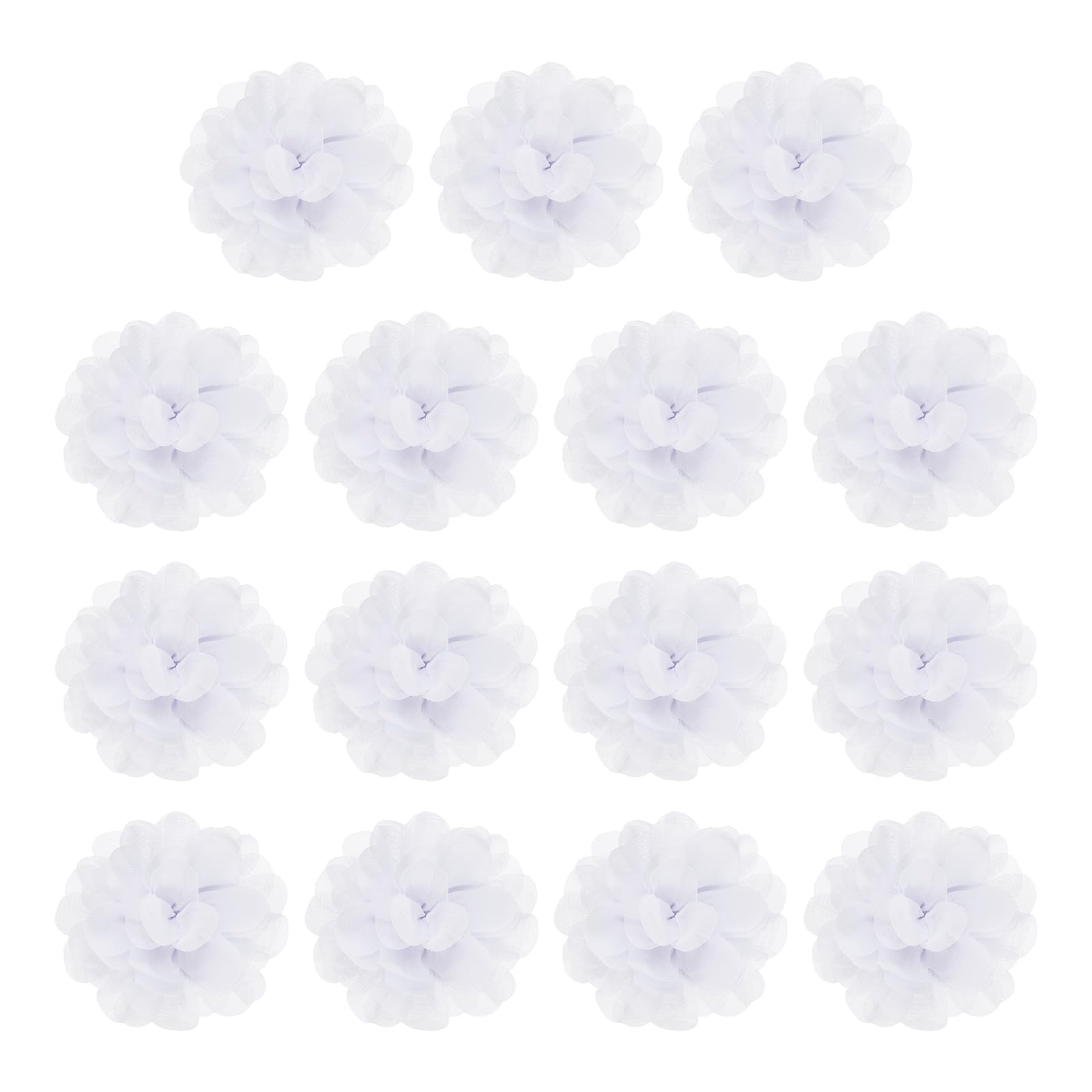 YELARXI Chiffon Flowers, Sewing Fabric Appliques, Chiffon Flowers Appliques - Fitting for (Women/DIY Crafts/Headbands/Hair Accessories/Wedding/Party/Corsage) 3 Inch & 15 Pack & Light White