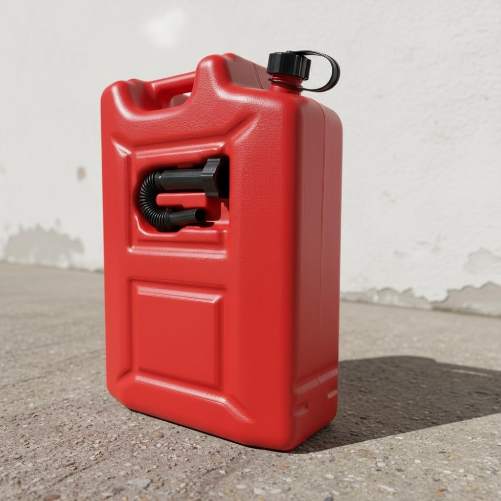 5x Benzinkanister 20L ROT Kunststoff Dieselkanister Reservekanister Kraftstoffkanister 20 Liter Kanister, Wasserkanister für Benzin Diesel Wasser AdBlue, 20-Liter-Kanister & Ausgießer Petrol Can, A